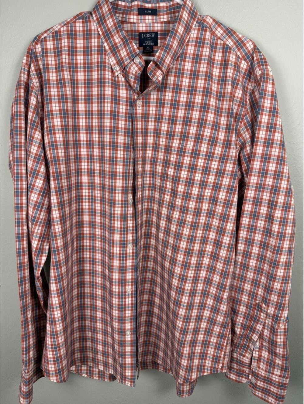 J.Crew Shirt Mens XL Plaid Classic Fit Flex Washed Button Down Causal